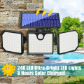 2023 Novo IP65 IP65 Perra impermeável Jardim externo Energia solar solar azul LED de segurança LED de segurança Luz de aviso com sensor de movimento PIR